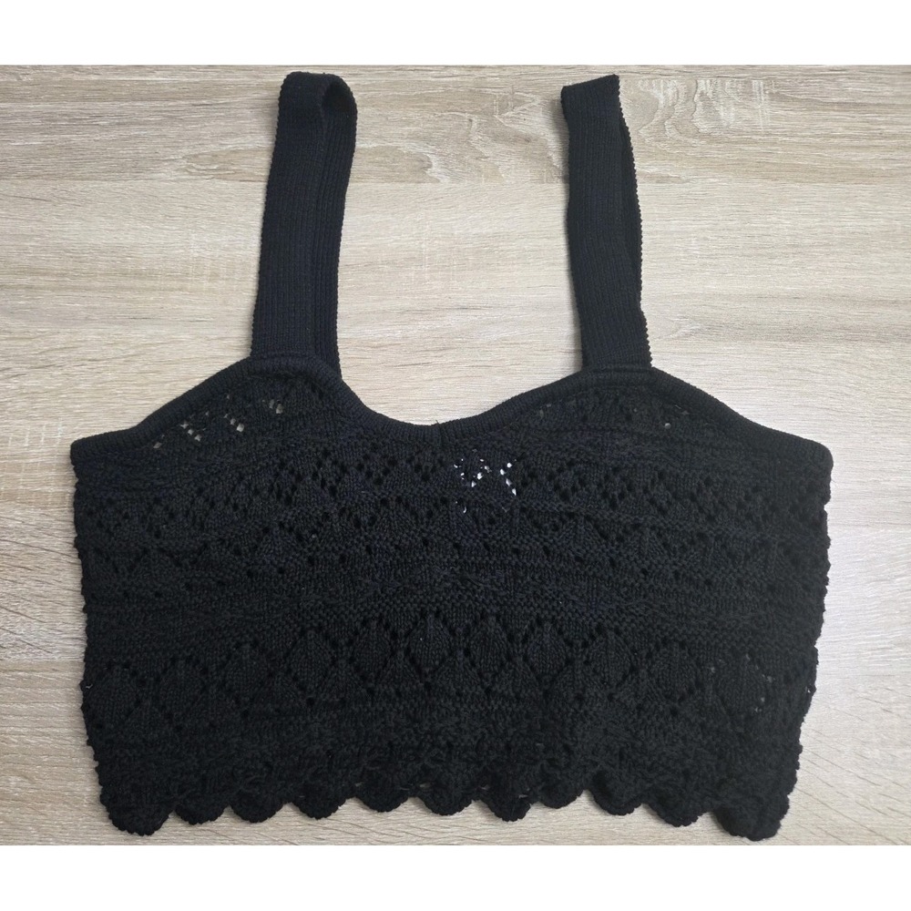 H&M Divided Women's Black Crochet Sleeveless Crop‎ Top Size Small.